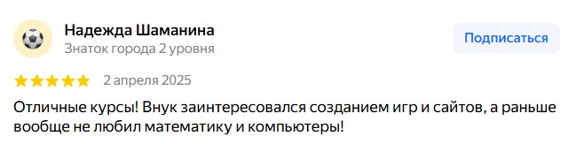 Скриншот отзыва  Надежда Шаманина